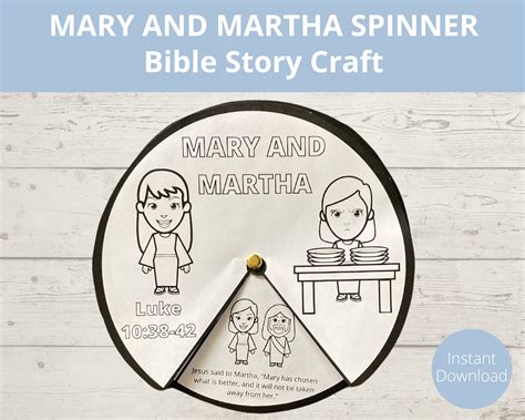 Mary and Martha, Luke 10, Kids Bible Craft, Bible Story Printable ...