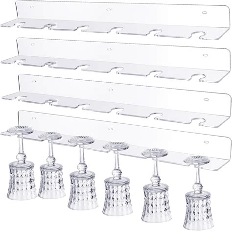 Amazon.com: Yoande 4 Pcs 24'' Clear Wine Glass Holder Wall Mounted Champagne Wall Holder ...