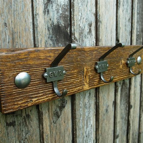 Vintage Industrial GWR Coat Hooks Rustic Coat Rack Reclaimed