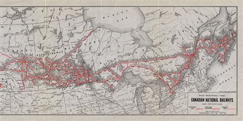 ANTIQUE CANADIAN NATIONAL RAILWAYS MAP Map includes: Canadian Government Railway, Canada ...