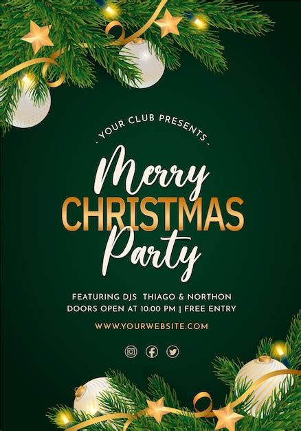 Free Vector | Elegant Christmas party poster template