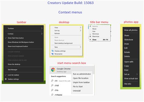 Context menu consistency in Windows 10 : Windows10