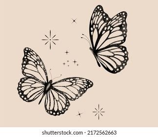 Monarch Butterfly Tattoo Danaus Plexippus Stock Illustration 2172562663 ...