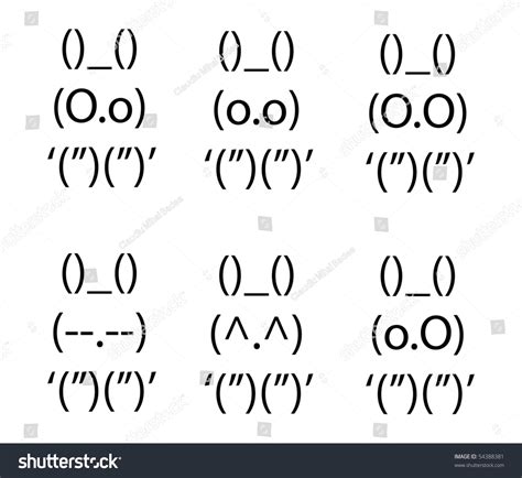 Collection Cute Ascii Bunnies Different Expressions Stock Illustration ...