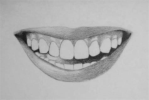 a pencil drawing of a smile with teeth