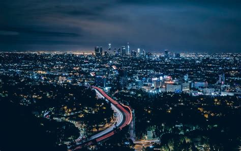 Download Los Angeles, Skyscrapers, Night, Lights, Usa, Buildings - Los ...