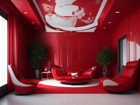 Premium AI Image | Luxury living room interior red and white concept