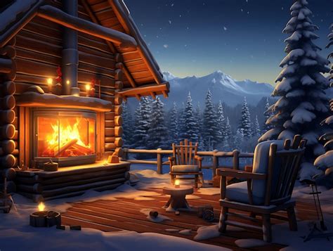 Premium Photo | Winter cabin in a snowy forest with a warm fireplace