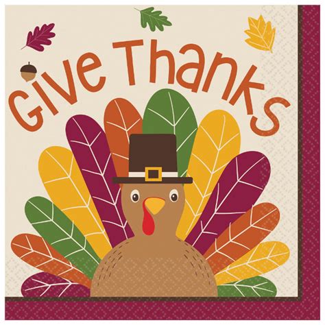 Give Thanks Gobble Gobble 36 ct Beverage Napkins Turkey Thanksgiving - Walmart.com - Walmart.com