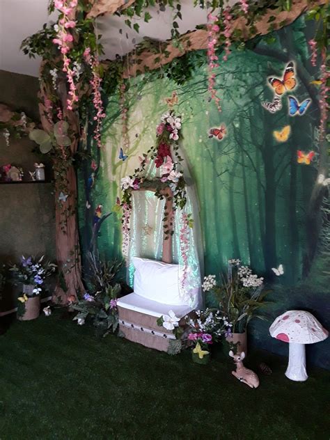 Enchanted fairy garden photo booth | Fairy garden party, Enchanted forest decorations, Fairy decor