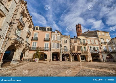 Main Square of Villeneuve Sur Lot Village in France Stock Photo - Image ...