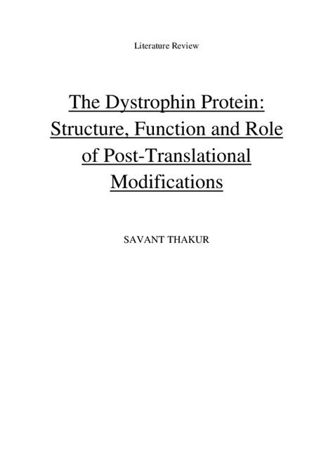 (PDF) The Dystrophin Protein: Structure, Function and Role of Post ...