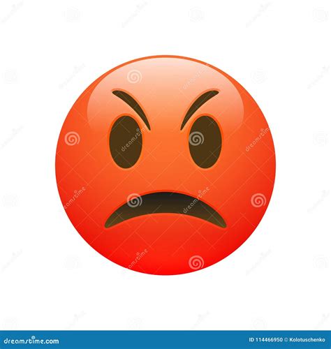 Vector Emoji Red Angry Sad Face Stock Vector - Illustration of ball, background: 114466950