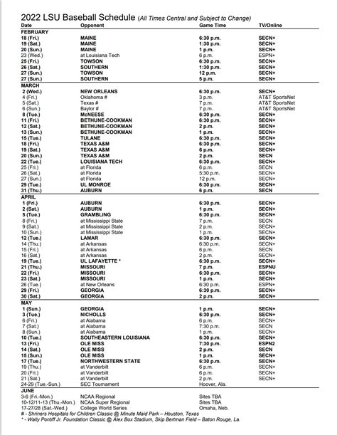 2022 LSU Baseball TV/Online Schedule Released | TigerBait.com