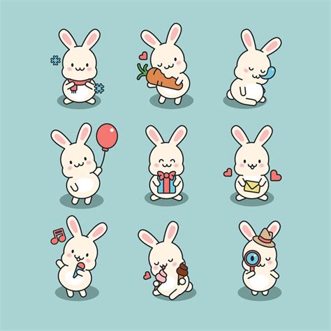 Cute Rabbit Icon Collection 14571843 Vector Art at Vecteezy