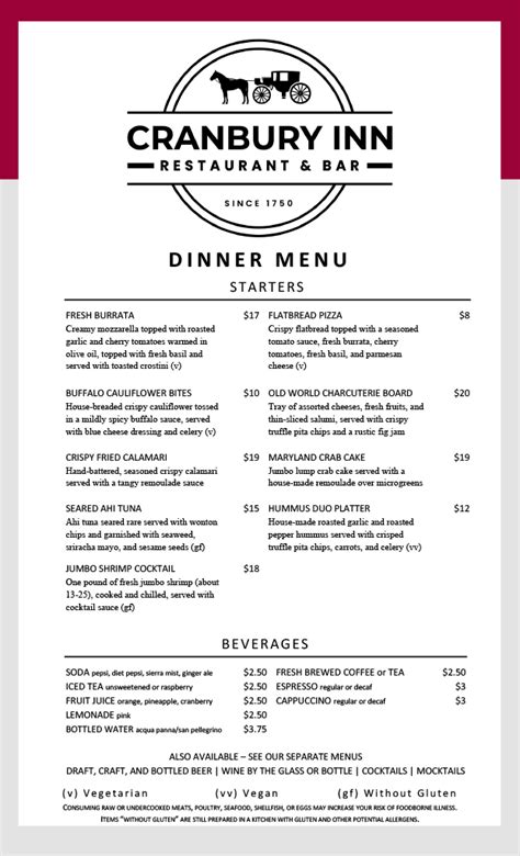 Dinner Menu – Home – Cranbury, NJ | The Cranbury Inn