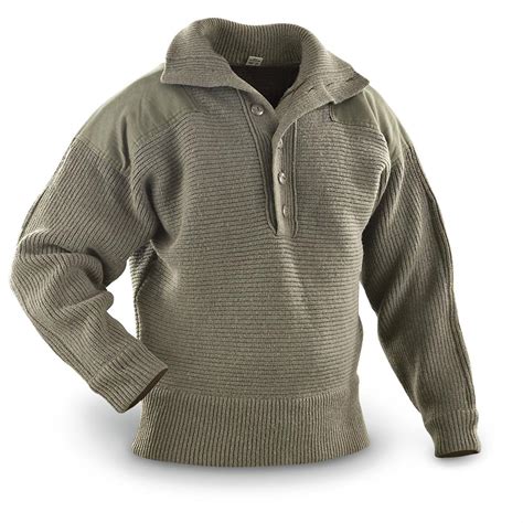 Used Austrian Heavyweight Wool Sweater, Olive Drab - 142741, Sweaters at Sportsman's Guide