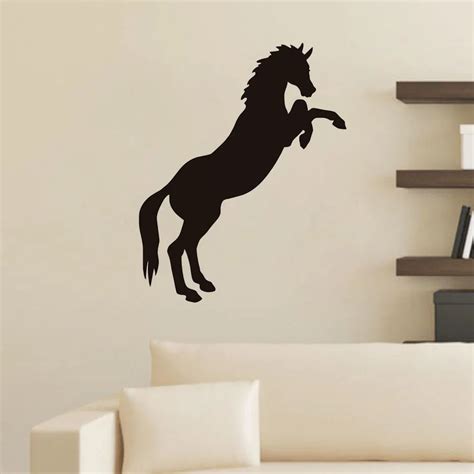 DCTOP Black Horse Silhouette Animal Wall Stickers For Living Room PVC Printed Jumping Horse Wall ...