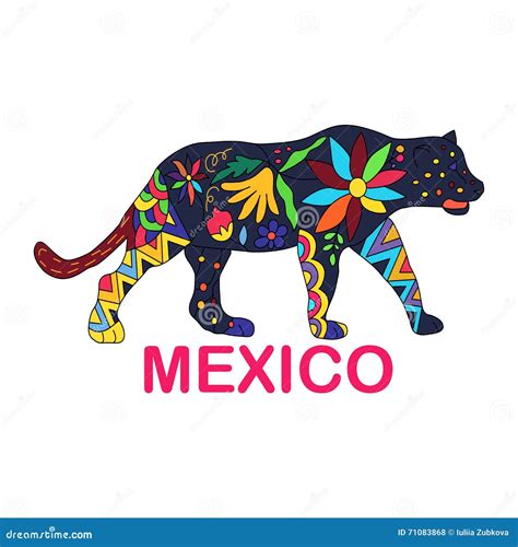 Mexican Jaguar Huichol Vector Illustration | CartoonDealer.com #232717382