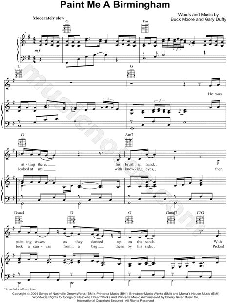 Tracy Lawrence "Paint Me a Birmingham" Sheet Music in G Major ...