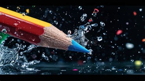 Artistic Colored Pencil Art Tool Horizontal Illustration. Stock ...