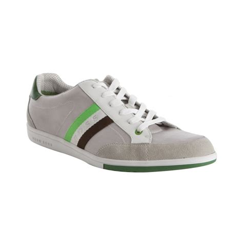 Hugo Boss Green Grey Metallic Canvas O Shea Sneakers in Gray for Men ...