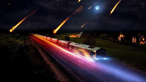 Time lapse photography of train wallpaper, train, tracks, railway, meteors HD wallpaper ...