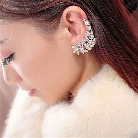 2017 Big Brand Ear Cuff Gold Full Crystal Earrings For Women Fashion Clip On Earrings Fine ...