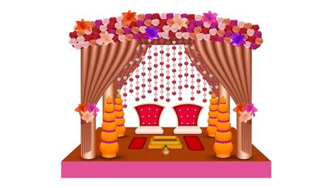 Premium Vector | Indian wedding stage decorative vector illustration Indian wedding mandap ...