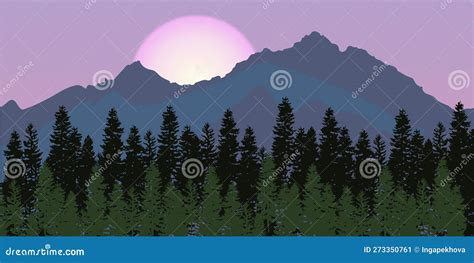 Sunrise in Mountains Silhouette Image Background Stock Vector - Illustration of mountain ...