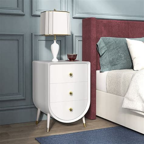 Modern White Nightstand Compact End Table for Bedroom Side Table with ...