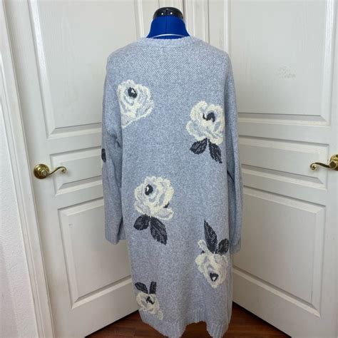 Style & Co. | Sweaters | Style Co Gray Floral Cardigan Size Large ...