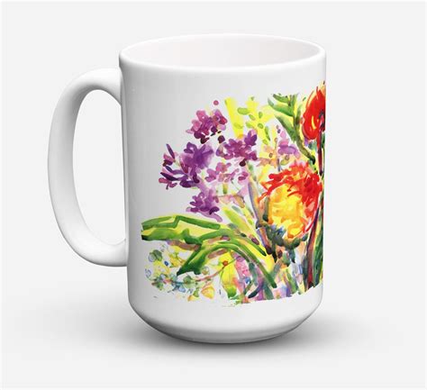 Flower Dishwasher Safe Microwavable Ceramic Coffee Mug 15 ounce 6042CM15 - Walmart.com