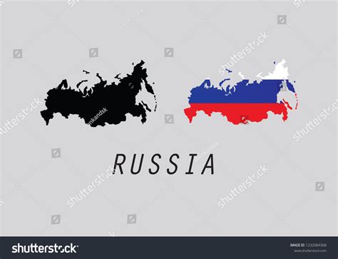 Russia outline map country shape - Royalty Free Stock Vector 1232084368 ...