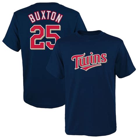 Youth Minnesota Twins Byron Buxton Majestic Navy Player Name & Number T-Shirt