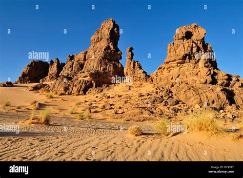 Sandstone rock formation on Tasset Plateau, Tassili n'Ajjer National Park, Unesco World Heritage ...