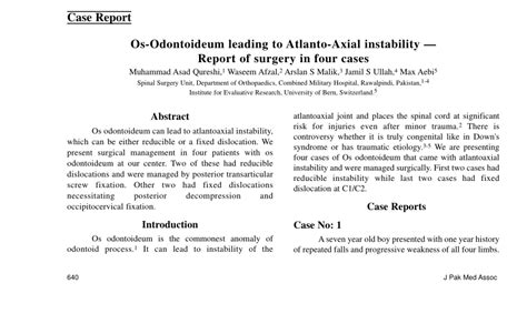 (PDF) Os-odontoideum leading to atlanto-axial instability - Report of surgery in four cases