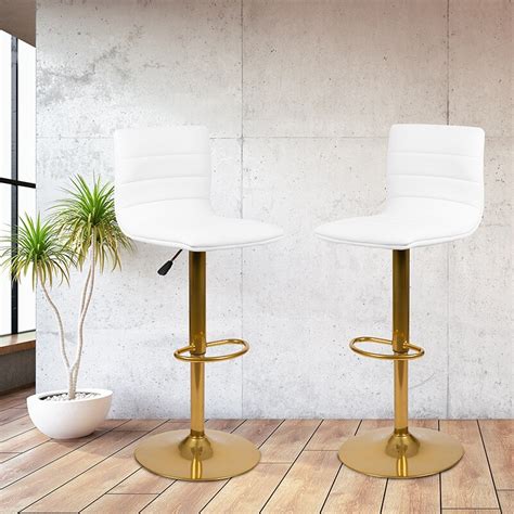 Flash Furniture Modern White Vinyl Adjustable Bar Stool with Back ...