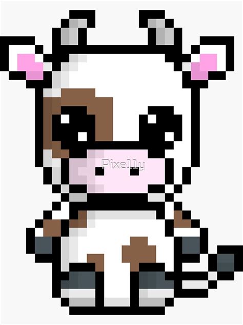 "Cute Cow (Chibi Pixel Animal Character)" Sticker for Sale by Pixe11y ...