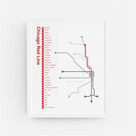 Chicago Red Line CTA Transit Map ThisCityMaps | Etsy