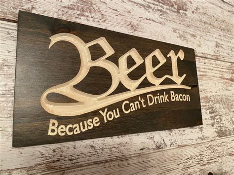 Funny Beer Sign for Your Man Cave or Home Bar. Carved Wood Sign With ...