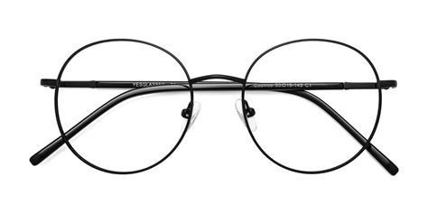 Black Oversized Metal Round Eyeglasses - Cosmos