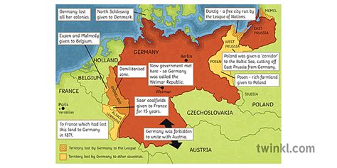 tratado de versalios mapa historia segunda guerra mundial Illustration