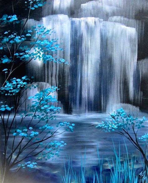 Crystal Falls | Waterfall paintings, Landscape paintings, Landscape ...