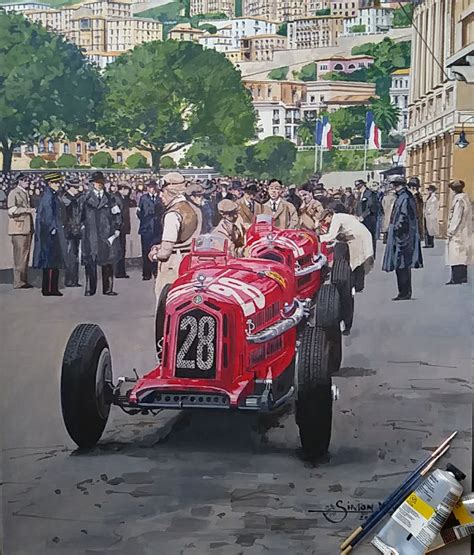 Tazio Nuvolari 1933 Monaco GP Original Painting | Freck's Auto Art