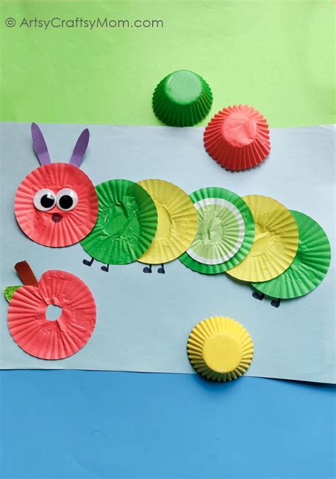 Easy and Colorful Cupcake Liner Caterpillar Craft