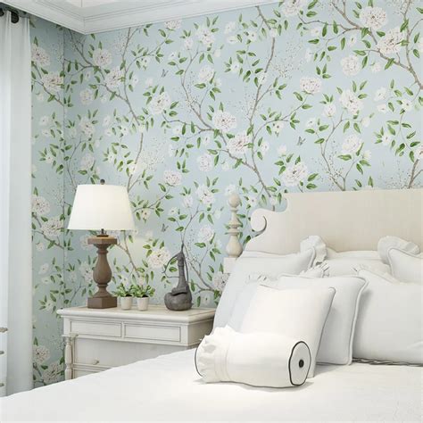 2019 Beautiful Large Flowers Wallpaper Fresh Light Blue Bedroom Papel de Parede Living Room ...