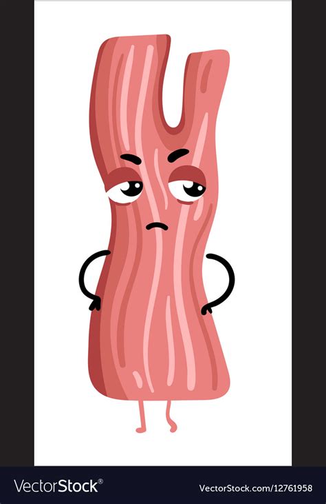 Funny bacon slice isolated cartoon character Vector Image