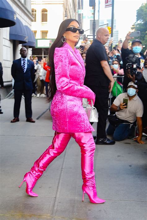 Kim Kardashian Wears All Pink Balenciaga Outfit - New York 10/07/2021 • CelebMafia