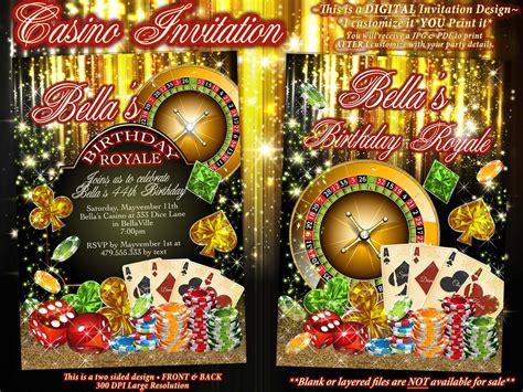 Casino Night Invitations, Casino Birthday Party Invitations